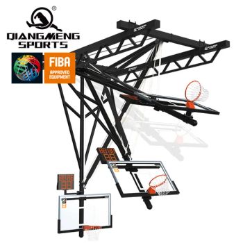 Electric Fold Manual Ceiling Mounted Basketball Backboard Stand Fiba Hanging Basketball Hoop for Sale - Beijing Qiangmeng Sports Development Co., Ltd - China