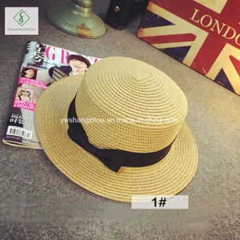 New Design Fedora Paper Straw Hats with Ribbon for Summer Size 56-60cm Trademark sz Style Striped Gender Women's Color - Yiwu Shangzhou Co., Ltd. - China