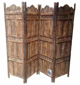 National Handicrafts 72" x 80" Mango Wood/MDF Screen Partition/Room Divider/Zafri - National Handicraft - India