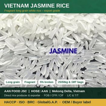 Vietnam Jasmine Rice 5% Broken - Long Grain Fragrant White Rice for Export – product photo, Brown Jasmine Rice products found from trusted suppliers, wholesalers, manufacturers & exporters Listing