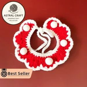 Handmade Finished Knitting Knitted Decoration Red Festive Costumes Dog Accessories Pet Scarf Neckwear - Shantou Tianshangxing Crafts Processing Factory - China