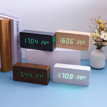 Table Temperature Alarm Clock Rechargeable Wooden Clock for Desk Table Clocks with Wooden Base - Global Custom Solutions Co.,Ltd - China