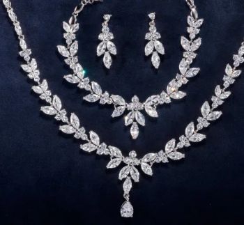 Bridal Wedding CZ Earring Necklace Jewelry Set. Luxury CZ Necklace Jewelry Set for Best Sales - Yiwu Ba Yuan Jewelry Co., Ltd. - China