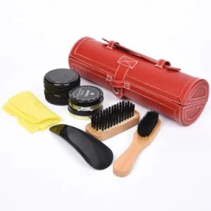 Shoe Care Kit Travel Shoes Shine Brush Polish Kit with PU Leather Sleek Elegant Case Bl22674 - Ningbo Ezfocus Co., Ltd. - China