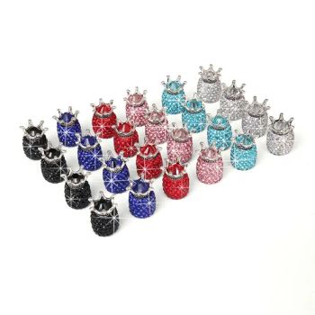 Valve Stem Caps, 4 Pack Handmade Crown Bling Crystal Rhinestone Car Wheel Tire Valve, Attractive Dustproof Car Accessories, Universal Stem Air Caps Covers for M - Yiwu Linked Technology Co., Ltd - China
