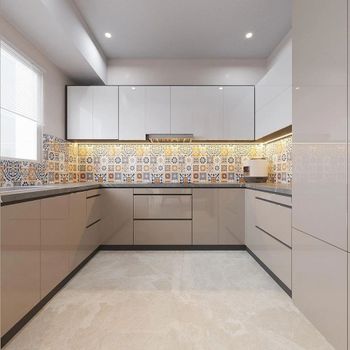 U Shape Wooden Modular Kitchen Material Wooden Appearance Classic Counter Space Ample Kitchen Design U-Shape Service Location - TWD Construction - India