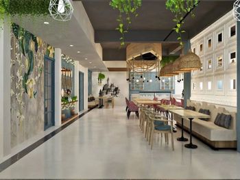 Restaurant Cafe Interior Design Service Ambiance Stylish And Inviting Brand Integration Reflects Brand Identity Design Focus Mood Lighting, Creative - Pushpa Decors - India