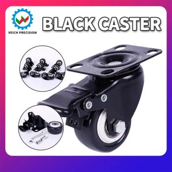 1 5 Inches 2inch Heavy Duty 60 80kg Black Swivel Castor Wheels Trolley Furniture Caster Rubber Flat Brake Gold Drill Caster - Shen Zhen Veich Precision Machinery Co., Ltd. - China
