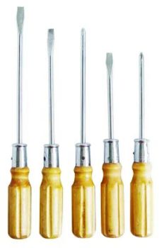 5PCS Chrome Plated Wooden Handle Screwdrivers - DONGYAN INTERNATIONAL CO., LTD. - China