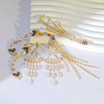 Stainless Steel Tassel Diamond Earrings PVD Plated 18K Gold Long Earrings - Shenzhen Hengda Xin Jewelry Co., Ltd. - China