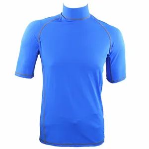 Men's Short Sleeve Rash Guard Diving Equipment in Blue Lycra Shirt - Dongguan Auway Sporting Goods Co., Ltd. - China