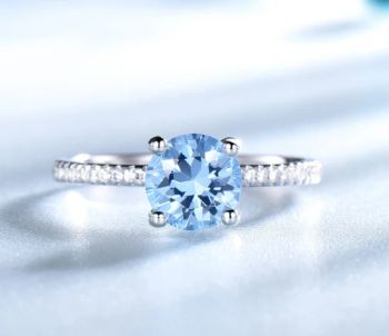 Simple Design Blue Topaz Diamond Engagement Rings Wedding Silver Jewelry - GOODLINESS JEWELLERY CO., LIMITED - China