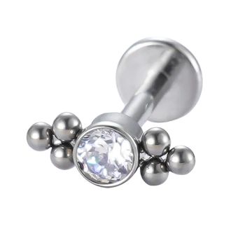 Piercing Metal Beans Titanium Internally Threaded 6 Balls Cluster with CZ Bezel Set Top Studs Piercing Body Jewelry for Women - Dongguan Guanzhiniu Jewelry Co., Ltd. - China