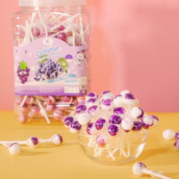 The preferential price of purple grape flavour Lollipop candy from natural fresh fruits made in Vietnam manufacturer - ANDY FOOD INTERNATIONAL JOINT STOCK COMPANY - Vietnam