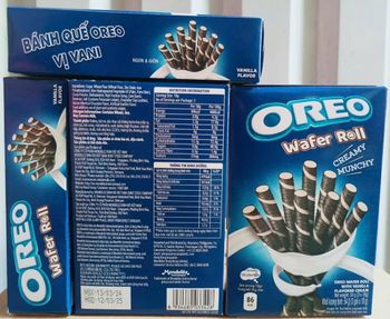 Bánh Oreo Cuộn hương Vanilla 54gr x 20 boxes Sodium 37 Mg Sugars 5.9 G Total Fat 3.8 G Serving Size 18 G Saturated Fat 1.5 - AK Global Trading - Vietnam