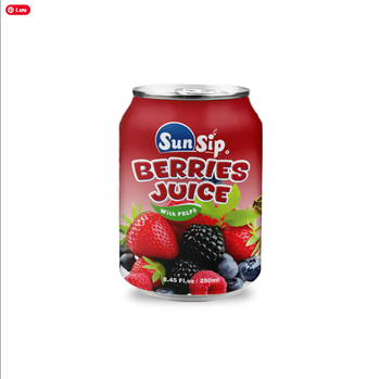 OEM/ SUNSIP BERRIES JUICE WITH PULP – 250ml stubby can Brand Name OEM/ODM Shelf Life 24 MONTH Packaging CAN - SUNSIP BEVERAGES VIET NAM COMPANY LIMITED - Vietnam