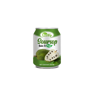 SUNSIP FRUIT JUICE with Soursop – 250ml Stubby Can Brand Name OEM/ODM Shelf Life 24 MONTH Packaging CAN - SUNSIP BEVERAGES VIET NAM COMPANY LIMITED - Vietnam