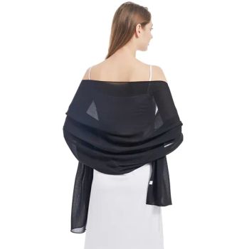Trendy Ladies Black Chiffon Shawls and Wraps for Evening Party - Jiangxi Iwell Industrial Limited - China