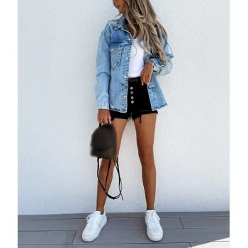 Custom Plus Size Womens Denim Oversized Jacket Blue Boyfriend Women Long Jeans Jackets - Jinjiang Superstarer Import & Export Co., Ltd. - China