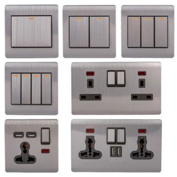 Abuk High-Quality UK Home Light Wall Power Rocker Switches 250V 10A 13A Metal Stainless Steel Electrical Switch and Socket - Wenzhou Mvava Electrical Technology Co.,Ltd - China