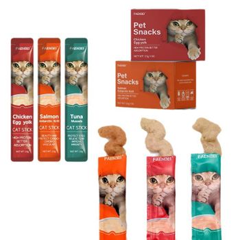 Pet snacks cat food bars Packaging bag Type Animal food Material Chicken, beef, fish Flavor Options Chicken & Egg Yolk, Salmon & Shrimp, Tuna & Mussels - Haikou Longhua Lei Tuo trading firm - China