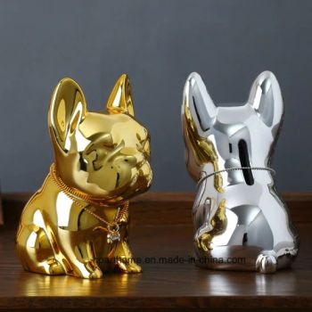 Electroplating Gold Silver Resin Puppy Bulldog Money Box 1Y - Zhejiang Haipai Art Home Co., Ltd. - China