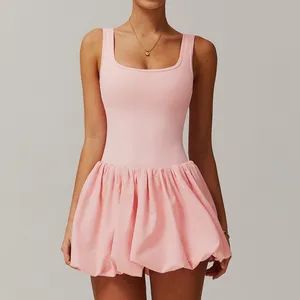 Womens Tennis Golf Dress with Built-in Bra Shorts Backless Square Neck Mini Puffy Skirt Athletic Dresses with Pockets - Dongguan Ume Trade Co., Ltd. - China