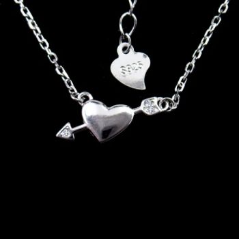 Romantic Pure Silver Cubic Zirconia Arrow Cross Heart Shaped Necklace for Bridal Wedding - Shenzhen Chenqi Limited - China