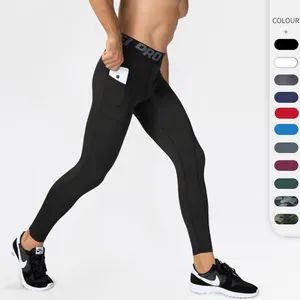 Custom Logo Men Compression Pant Blank Cool Dry Elastic Fitness Yoga Gym Tights Athletic Workout Base Layer Leggings with Pocket - Guangzhou Profound Garment Co., Ltd. - China
