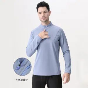 Mens Quarter Zip Pullover Golf Shirt Long Sleeves Slim Fit Sports Gym Fitness Shirts Fast Dry Running Clothing - Dongguan Ume Trade Co., Ltd. - China