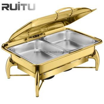 Other Hotel Cooking Food Warmer Heaters Luxury Chaffy Dish Partitions Chafing Dish De Lux Avec Fenetr Stainless Steel Buffet Gold Cheffing Dishes for Restaurant - Guangzhou Ruitu Co., Ltd. - China