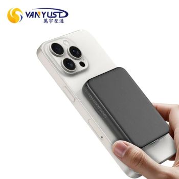 Factory Wholesale 3 in 1 Wireless Magnetic Charging Mini Portable Charger 15W 5000mAh Power Bank with Detachable C Cable String wi - Shenzhen Vanyust Technology Limited - China