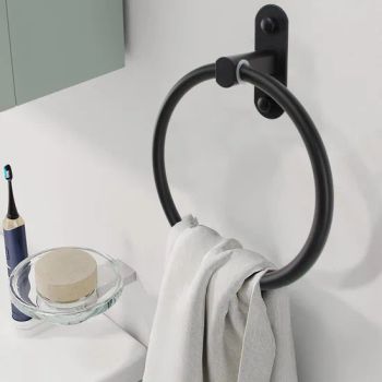 Bathroom Accessory Zinc Alloy Towel Ring Color Black Origin China Model NO. CF-4057 Logo Customized Logo Specification 16X7X19H - Jiangmen Chengfu Metal Products Co., Ltd. - China