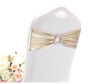 Metallic Champagne Party Banquet Spandex Chair Sashes for with Diamond Buckles - NINGBO EAST ISLAND IMPORT & EXPORT CO., LTD. - China