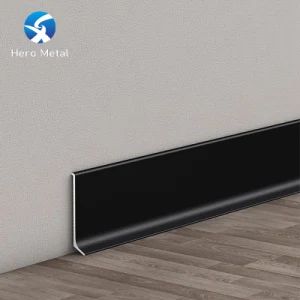 Aluminum Baseboard Profile Self-Adhesive 60mm Cheap Direct Wall Protector Curved Floor Trim Molding Hero Metal Modern Tall Skirting Board - Foshan Hero Metal co., Ltd - China