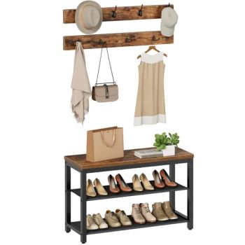 Industrial Hall Tree with Bench, Shoe Rack with Coat Rack, Entryway Shoe Rack with Coat Hooks, Coat Rack Shoe Bench for Mud Room - Zhengzhou Beiao Network Technology Co., Ltd - China