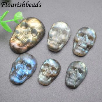 Shiny Natural Labradorite Stone Carved Skull Gemstone Cabochons Pendant for Jewelry Making - Guangzhou Lizhizhu Jewelry Co. Ltd - China