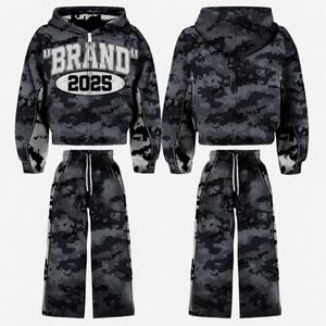 Unisex Custom Camouflage Tracksuit Hooded Full Sleeve Streetwear Trendy Print Loose Fit Adult Autumn Drawstring Pants Set - Cmc - Vietnam