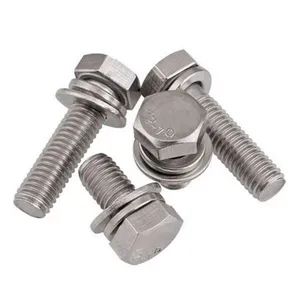 Stainless Steel Hexagonal Head Sems Screws with DIN127 Spring Washer and DIN125 Flat Washer Double Washers Combination Sems Auto Parts Car Fasteners - Fastener Group (Anhui) Co., Ltd - China