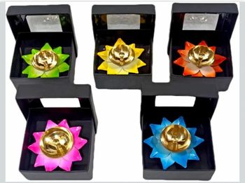 Buddha Handicrafts-Iron Lotus Candle Holder Brand BDH Size 6 Inches Color Multicolour Finish Gold Plated Technique - Buddha Handicrafts - India
