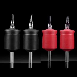 35mm Factory Wholesale Black Disposable Rubber Silicone Tattoo Grips with Transparent Tips - Yongkang HOBO Tattoo Equipment Manufactory - China