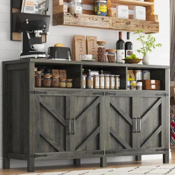 55.11-Inch Multi-Color Dining Sideboard with RGB Lights, Built-in Charging Station and Barn Doors - Weifang Fine Life Household Products Co., Ltd - China