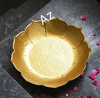 Iron Alloy Polished Traditional Urli Gold Yes Color Gold Brand Azmi Shape Round Finish Polished Design Round Urli Material Iron alloy, - Azmi Handicrafts - India