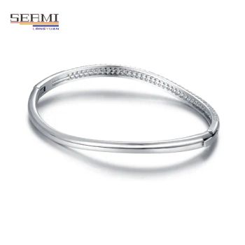 Luxury Gold Plated Brass Cubic Zirconia CZ Cuff Bangle Bracelets Jewelry Nail Bangle - Longyuan (Guangzhou) Industrial Development Co., Ltd. - China
