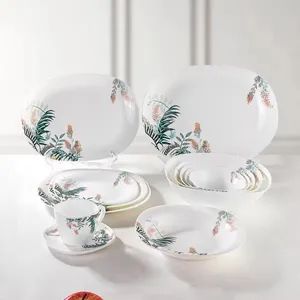 Unique Opal Glassware Dinner Set with Leaf Pattern and Matching Soup Bowls - Feiya Group Co., Limited - China