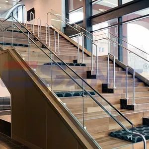 Esang Glass Balustrade Brushed Handrail Accessories Staircase Railing for Commercial Office Hotel School Hospital - Foshan Esang Metal Products Co., Ltd. - China