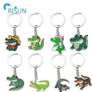 Manufacture Fierce Reptiles Animal Key Chain Key Ring Custom Cartoon Gator Alligator Crocodile Enamel Llavero Keyring Keychain - Shenzhen Risun Trading Co., Ltd. - China