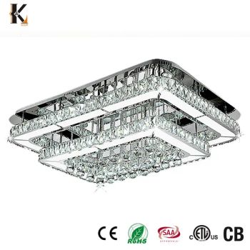 Crystal Lighting Fixture China High-Quality Contemporary Luxury Rectangular Crystal E14 Ceiling Chandelier Lights Living Room Villa Crystal Ceiling Lights - Zhongshan Konig Co., Ltd. - China