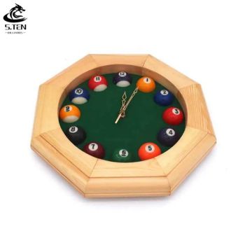 Billiard Wooden Decoration 15" Clock Ball Design Game Room Pool Balls Wall Clock - Lushan Shangteng Sports Goods Co., Ltd. - China