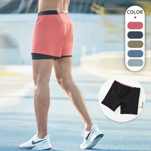 Wholesale Casual Summer Travel Beach Athletic Outfits Mens 2 in 1 Workout Running Shorts with Back Pockets + Liner Shorts, Soft Breathable Cycling Gym Shorts - Dongguan Tianchen Garment Technology Co., Ltd. - China